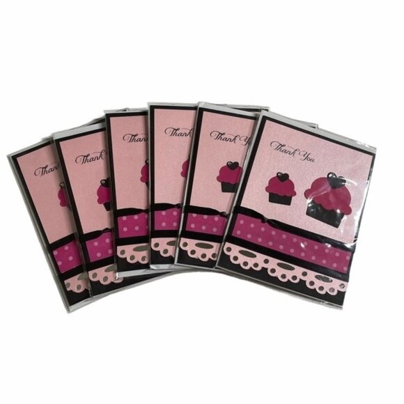 Cupcake Thank You Card Bundle Set of 6 - Picture 1 of 12